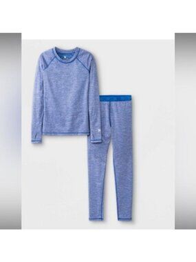 All in Motion Large 10-12 Mid-weight Youth Thermal Underwear Set Blue NEW
